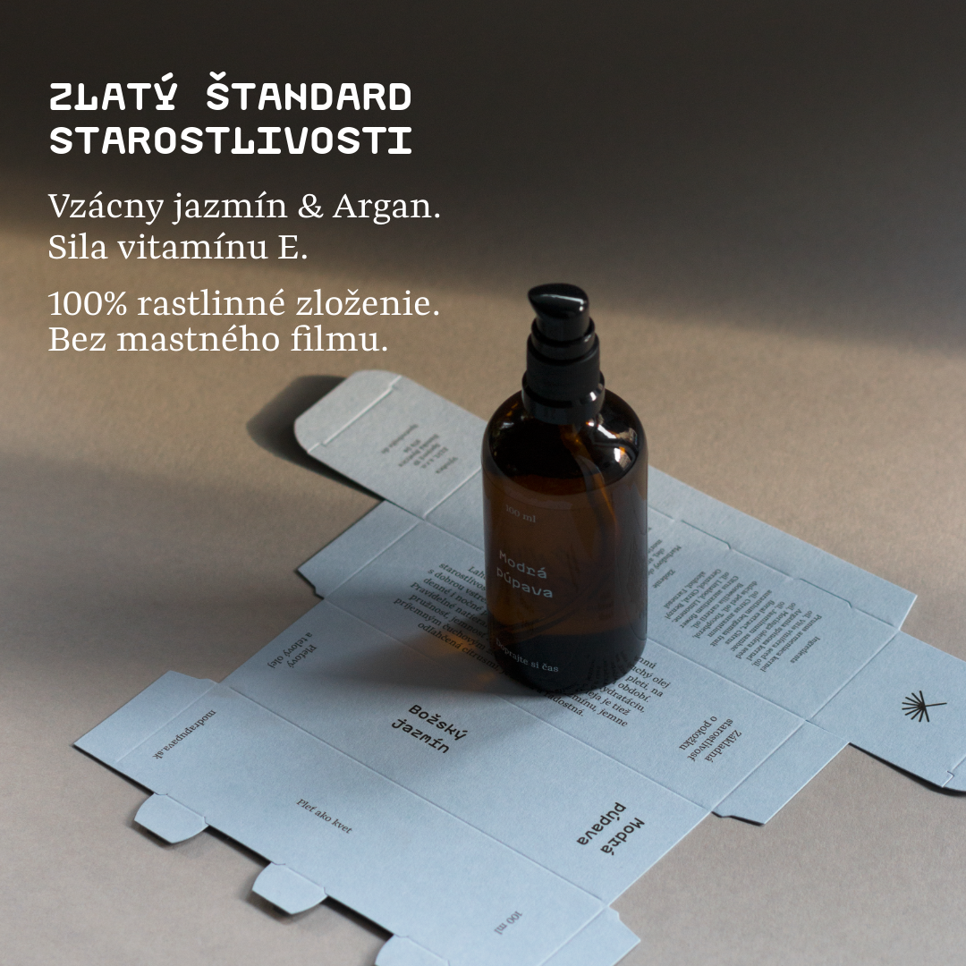 Zlatý štandard starostlivosti: 100 % rastlinné zloženie s arganom, jazmínom a vitamínom E.